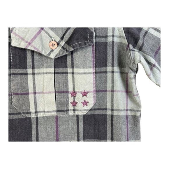 Fourstar Flannel Shirt Mens Medium Gray Purple Plaid Street Pirate Skate - Picture 5 of 16
